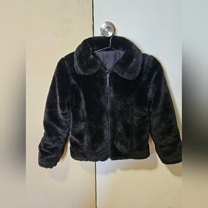 Arizona Reversible Fuzzy Black Winter Coat - Kids L 14 - In / Out Pockets